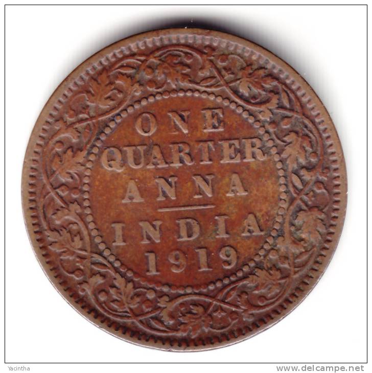 @Y@    BRITISH INDIA  1/4 Anna 1919   (2292) - India