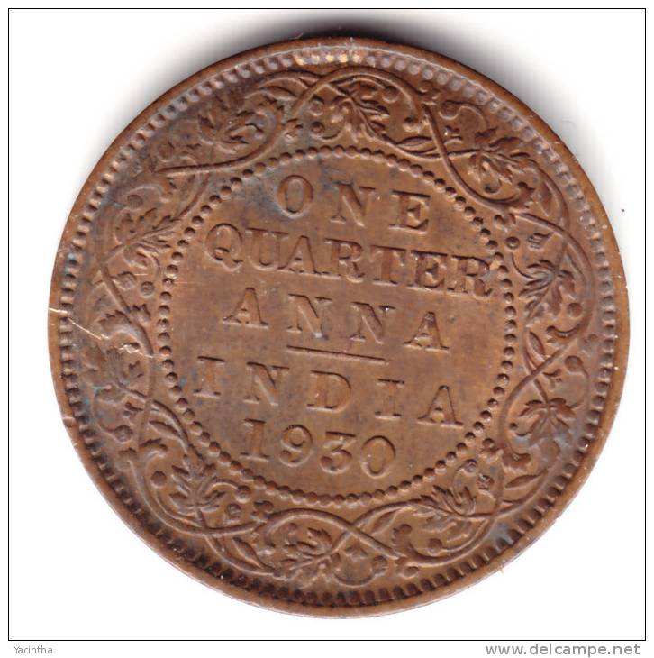 @Y@    BRITISH INDIA  1/4 Anna 1930   (2295) - Indien