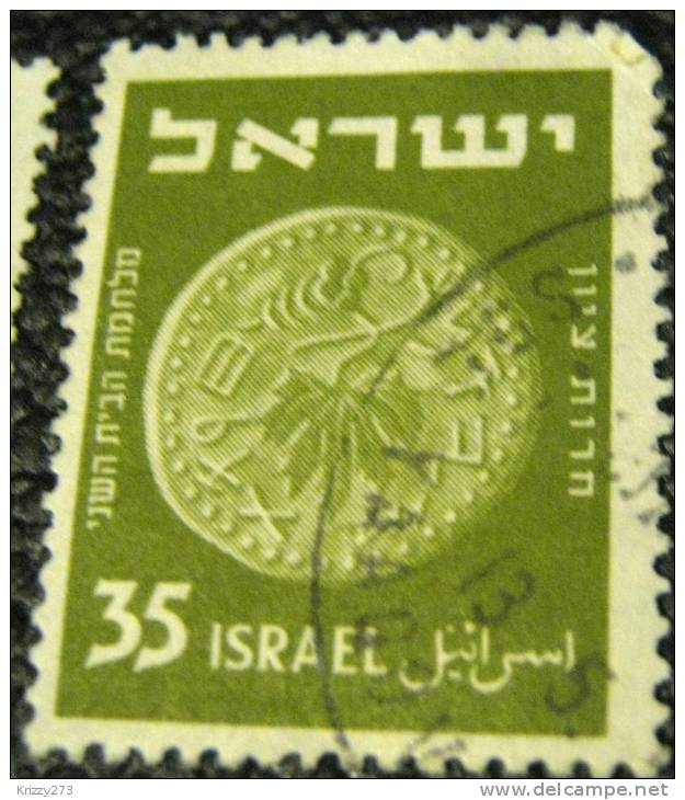 Israel 1949 Ancient Jewish Coin 35pr - Used - Oblitérés (sans Tabs)