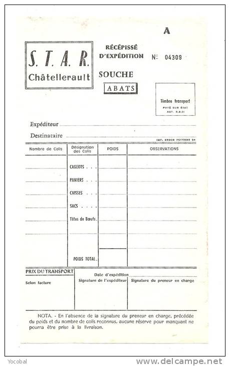 Factures, S.T.A.R. - Châtellerault (86) - - Autres & Non Classés