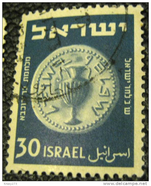 Israel 1949 Ancient Jewish Coin 30pr - Used - Oblitérés (sans Tabs)