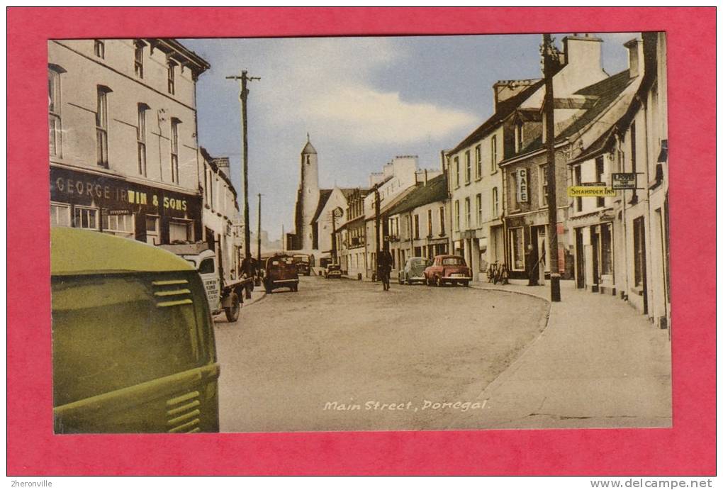 CPSM - DONEGAL - Main Street - Shop George Irwin & Sons - Automobile - Shamrock Inn - Donegal