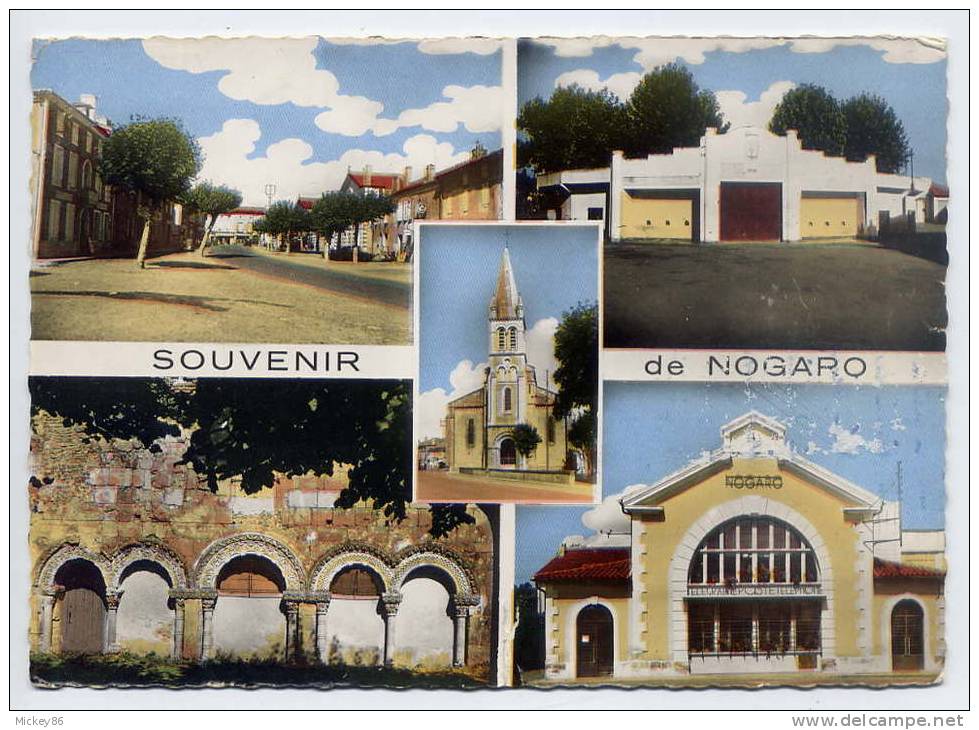 NOGARO--1966--Souvenir De Nogaro--Vues Diverses (arènes,Poste,rue,église) ,cpsm 10 X 15 N° 1 éd APA-POUX--état Moyen - Nogaro