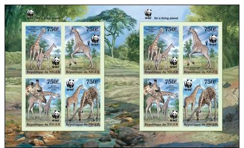 Nig13101c Niger 2013 WWF Giraffes Imperf M/S (2sets) - Niger (1960-...)