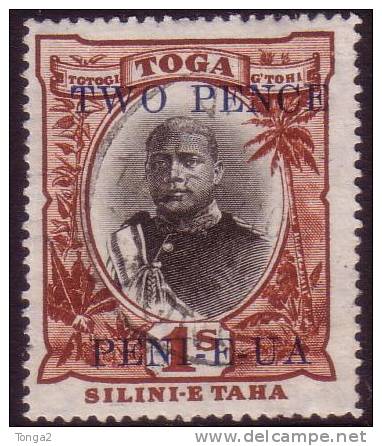 #h084 - Early Tonga 1923 2d Ovpt SG 67b - VFU - Missing Hyphen Before Taha - Cat £200.00 - Tonga (1970-...)