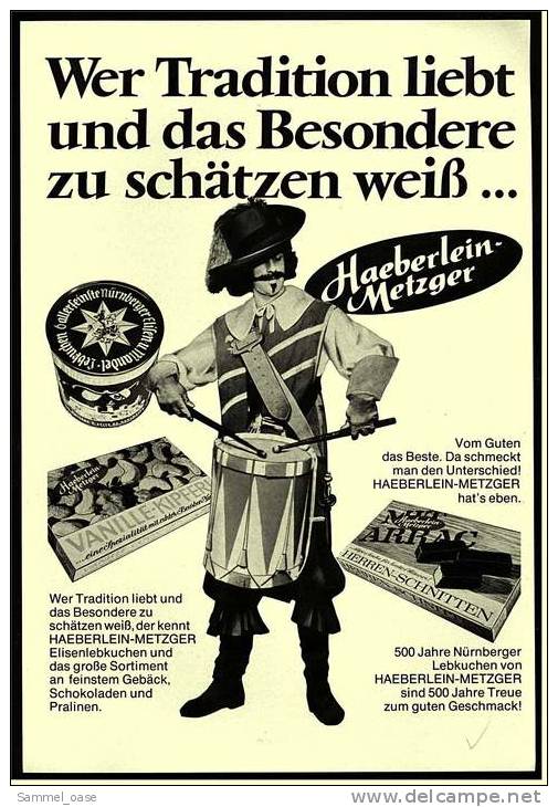 Reklame Werbeanzeige  Haeberlein-Metzger  -  Lebkuchen Schokolade Pralinen , Von 1975 - Sonstige & Ohne Zuordnung