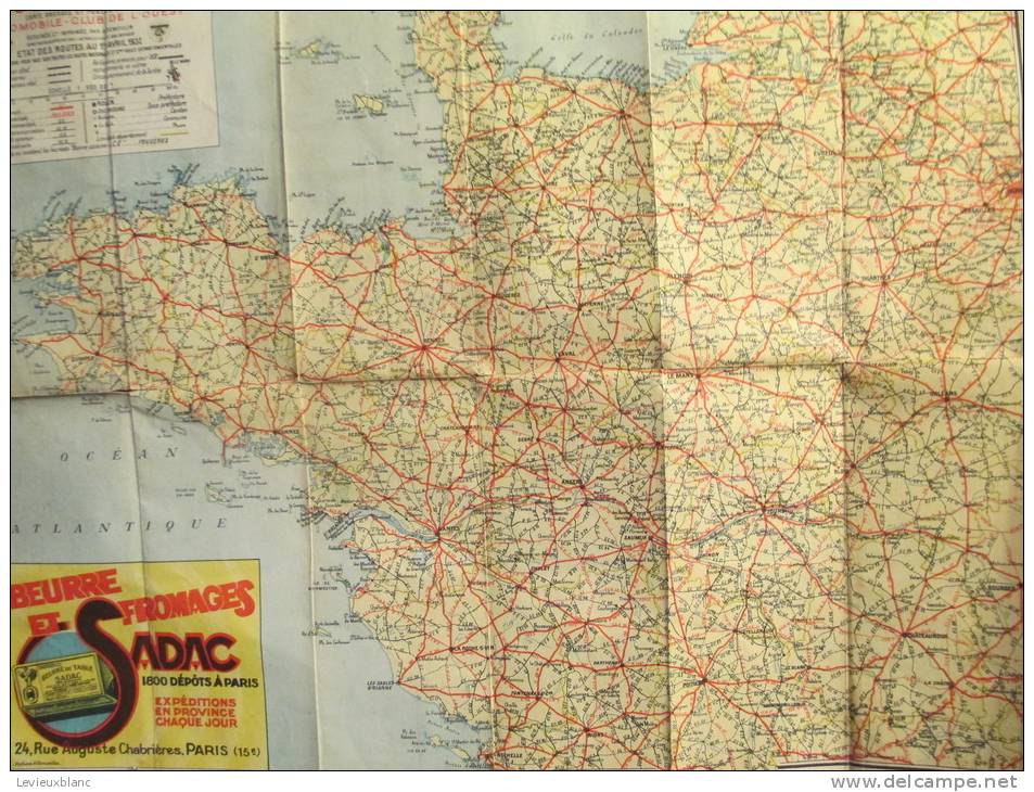 Automobile Club Ouest/Les Routes De L´Ouest/Carand'ache/Luce/Courvoisier/SADAC/ DEMOULIN/1932   PGC5 - Carte Stradali