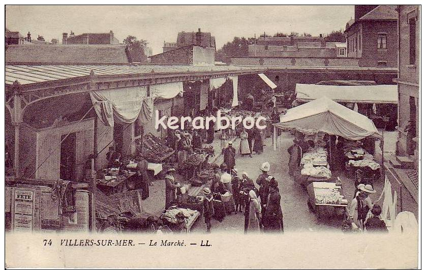 RARE CPA 14 VILLERS SUR MER - Le Marché - TRES BON ETAT - Villers Sur Mer