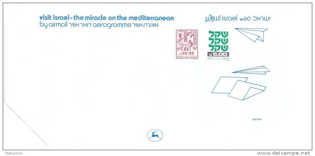 1984 Postal Stationery: Aerogramme Shekel-Value Series F-III 60,00+35,00 IS Bale AS.57 MNH / Neuf / Postfrisch - Briefe U. Dokumente