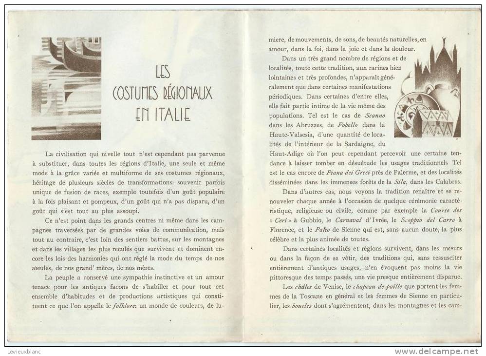 Les Costumes Régionaux En Italie/Istituto Geographico De Agostini/Novara//1933  PGC7 - Cartes Routières