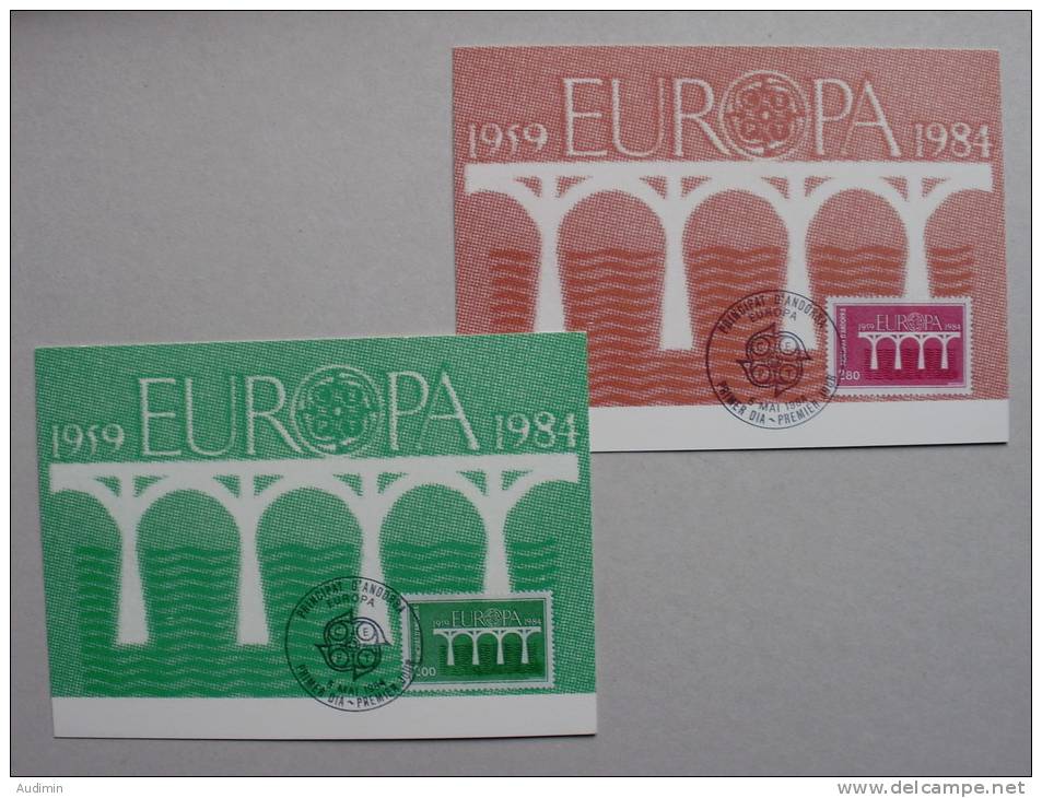 Andorra Frz. 350/1 Maximumkarte MK/MC, EUROPA/CEPT 1984, Brücken - Cartes-Maximum (CM)