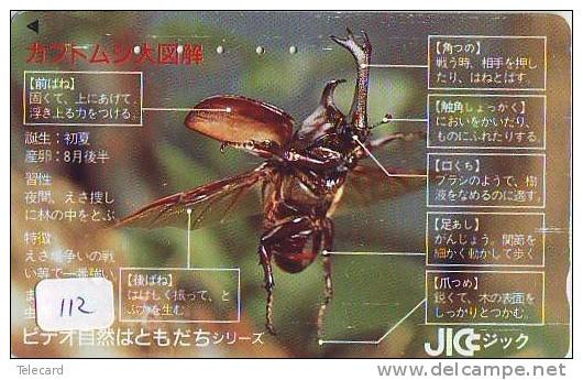 Télécarte  JAPON * TELEFONKARTE JAPAN (112) INSECTE * Scarabée * BEETLE INSECT Phonecard * KEVER * - Sonstige & Ohne Zuordnung