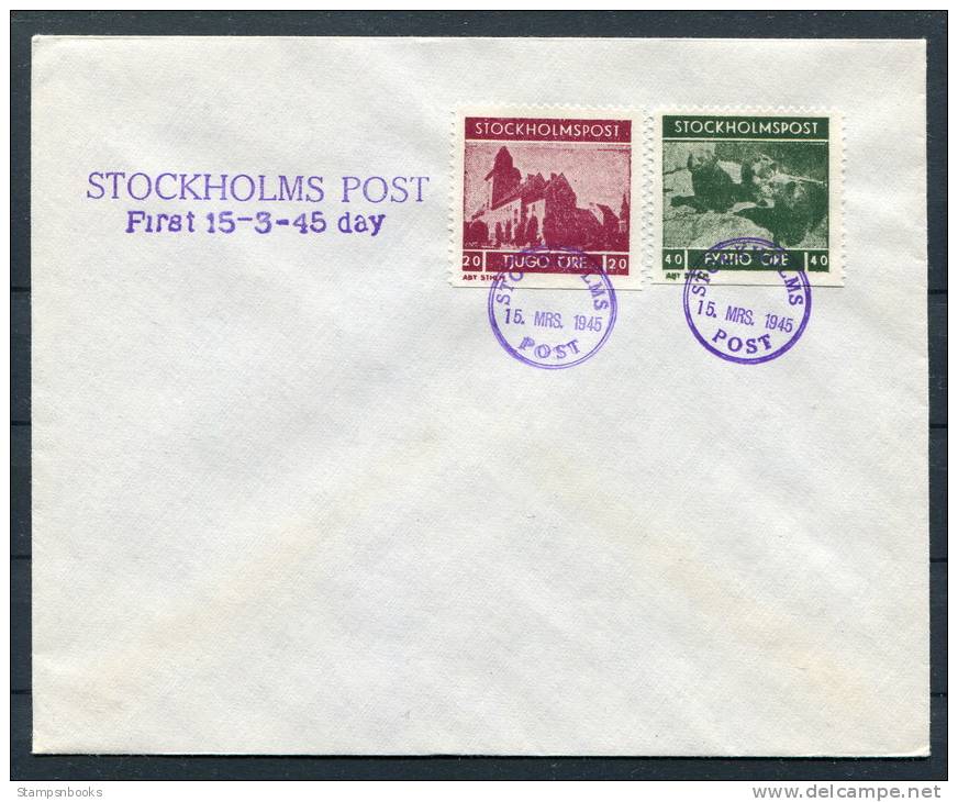 1945 Sweden Stockholm Localpost 15th March FDC - Local Post Stamps