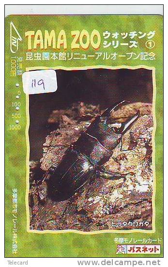 Carte Prépayée Japon * KARTE JAPAN (119) INSECTE * Scarabée * BEETLE INSECT PREPAID CARD * KEVER * - Sonstige & Ohne Zuordnung