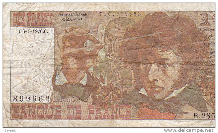 1O FRANC  --  1975   -  O  -  K222  -----  1976 C   B285 - 10 F 1972-1978 ''Berlioz''