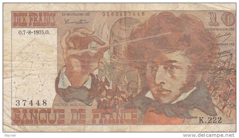 1O FRANC  --  1975   -  O  -  K222  -----  1976 C   B285 - 10 F 1972-1978 ''Berlioz''