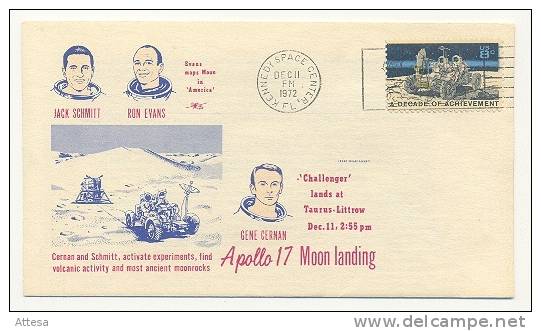 Stamp First Issue Historic Stamps Of America Apollo 17  Kennedy Space Center 1972 - FDC