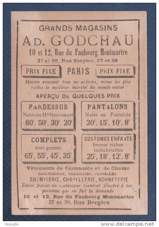 JOLI CHROMO ANCIEN AD. GODCHAU VETEMENTS RUE DU FAUBOURG MONTMARTRE PARIS - AQUARIUM POISSONS ROUGES ENFANTS - MAMAN ... - Otros & Sin Clasificación