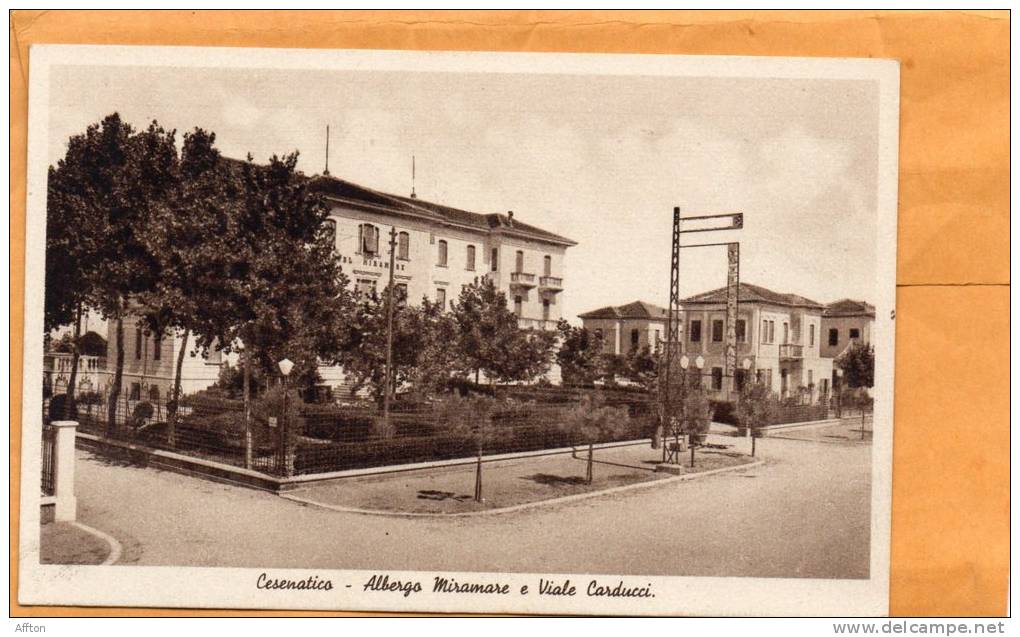 Albergo Miramare E Viale Carducci Cesenatico Old Postcard - Cesena