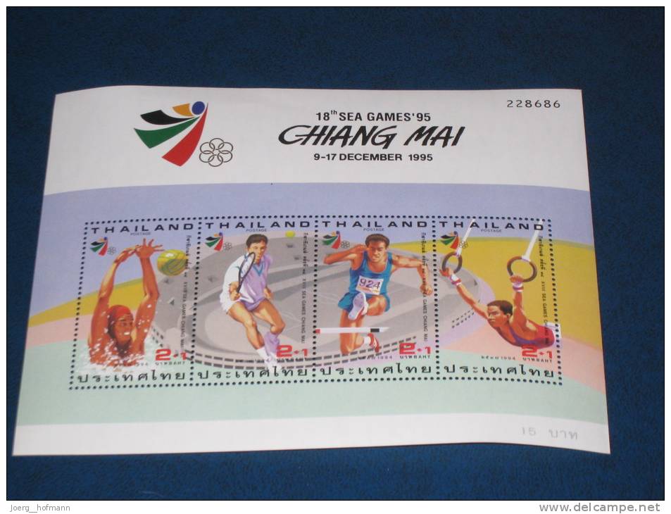 Thailand Block Sheet 62 1994 Postfrisch Mint ** Sea Games Chiang Mai Sport Sports Leichtathletik Tennis Turnen Wasserbal - Thailand
