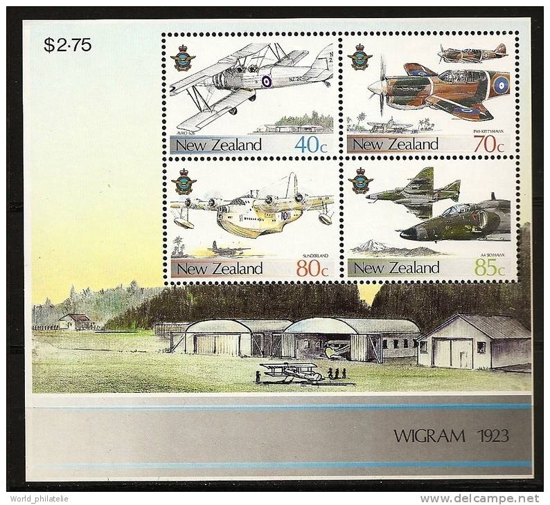 Nouvelle Zélande 1987 N° BF 56 ** Avion, Aviation, RAF, Armée, Avro, Kittyhawk, Sunderland, Skyhawk, Hydravion, Chasseur - Unused Stamps