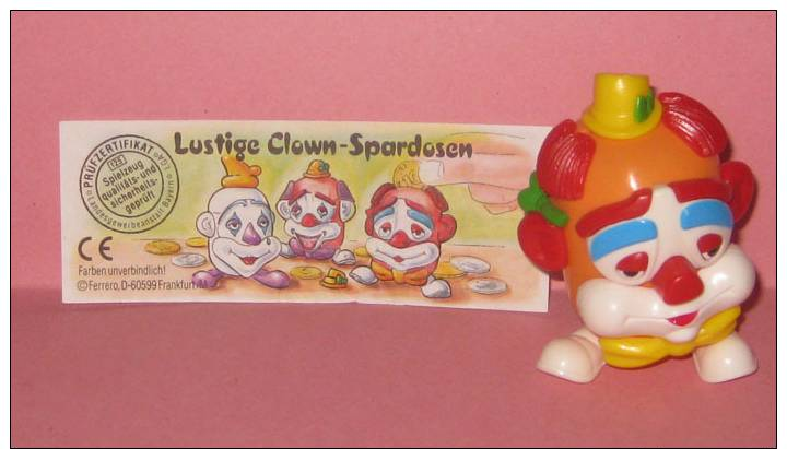 1996 Kinder Allemand Lustige Clown-Spardosen 660744 + BPZ - Montables
