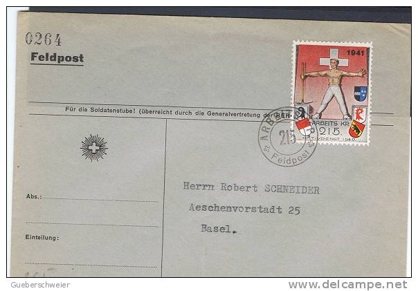 FP 121 - FELDPOST Service Travail  ARBEITSKOMPAGNIE 215 Sur Lettre Surcharge 1941 + 2 Val. Ind. - Documenti