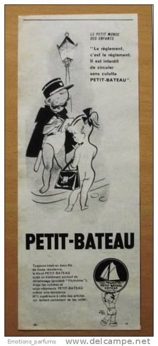 Pub Papier 1953 Sous Vetements Habit Enfant PETIT BATEAU Culotte TROYES Beatrice Mallet Gendarme Filette - Advertising