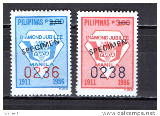 Philippines 1986 Michel 1767-68 YMCA Set Of 2 With "Specimen" Overprint MNH - Filippijnen