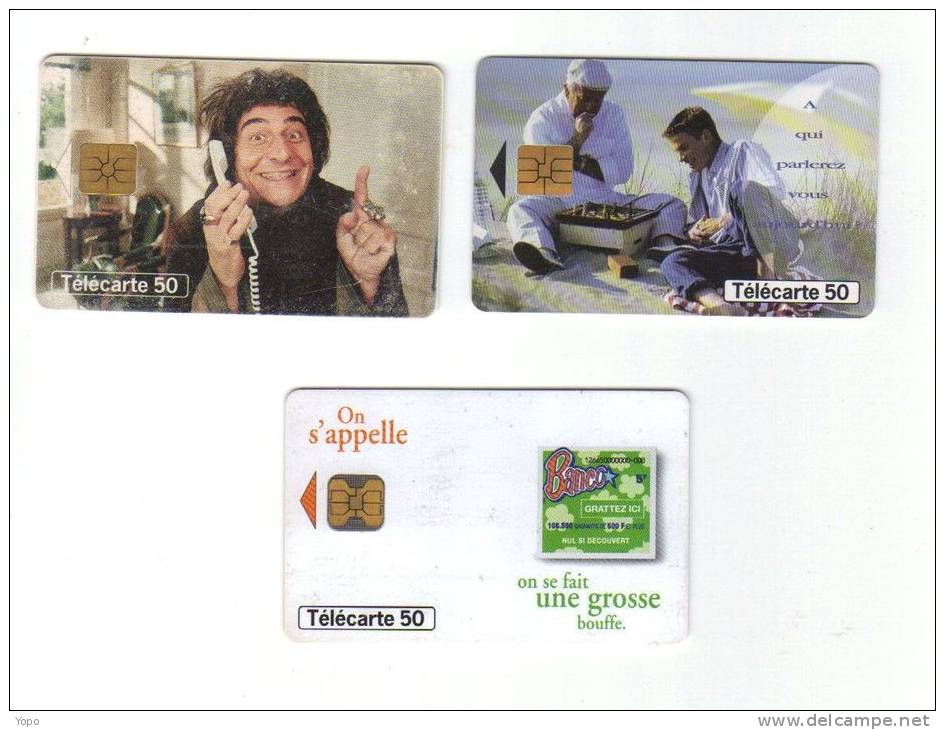 Lot 3 Télécartes Illustrées : Banco, Les Visiteurs……, Années 1998, Puces : 1 GEM, 1 OB1, 1 SO3 - 1998