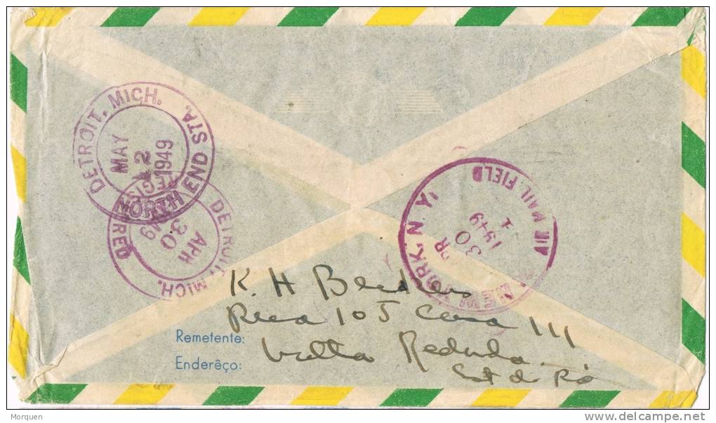 1071. Carta Aerea Certificada BRASILIA (Brasil) 1949 - Cartas & Documentos
