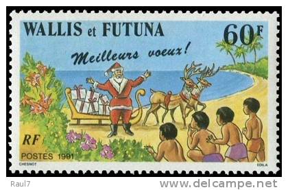 Wallis Et Futuna 1991 - Père Noël, Meilleurs Voeux - 1v Neufs // Mnh - Ongebruikt