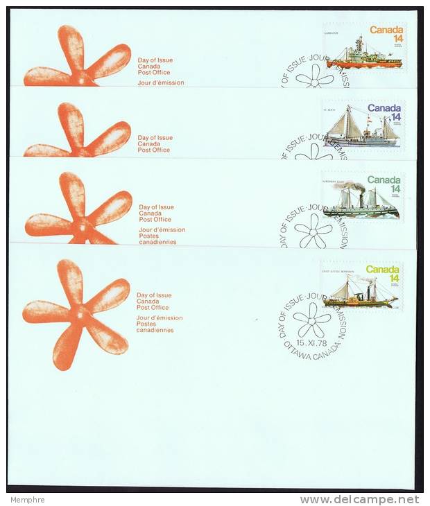 1978    Ice Vessels  Boats  Sc 776-79  On 4 FDCs - 1971-1980