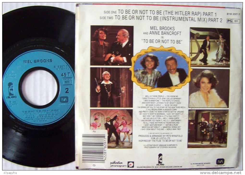 SP 45T MEL BROOKS To Be Or Not To Be (The Hitler Rap) - 45 T - Maxi-Single