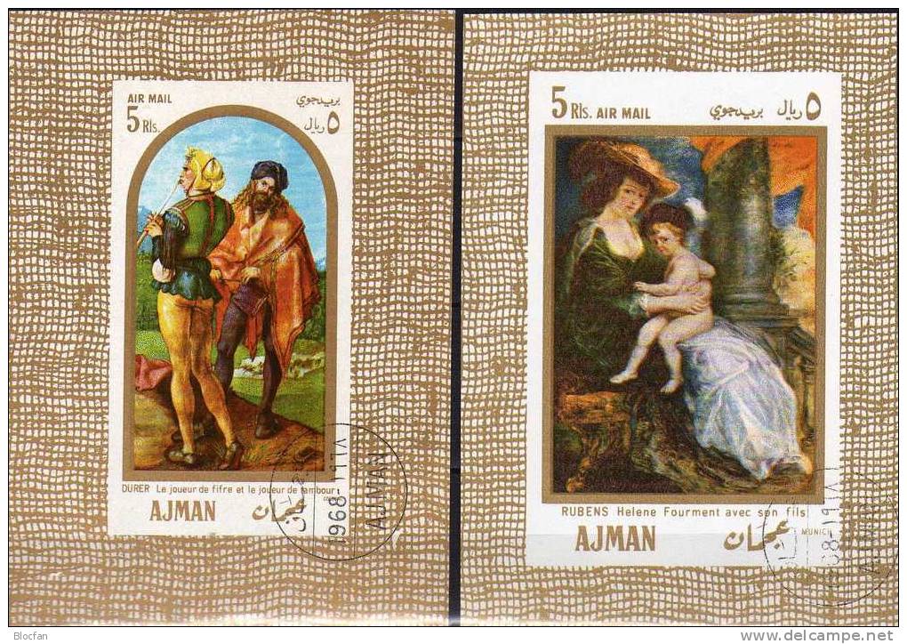 Dürer Rubens Gemälde 1969 VAE Arabien Ajman Block 24 Plus 26 O 4€ Pfeifer Trommler Helene Bf Painting Sheet Of Arabia - Ajman