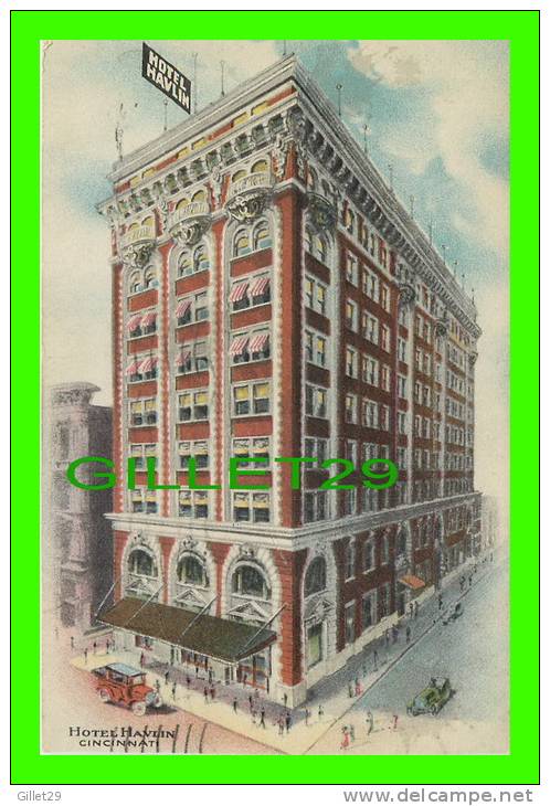 CINCINNATI, OH - HOTEL HAVLIN - ANIMATED WITH OLD CARS - TRAVEL IN 1918 - - Cincinnati