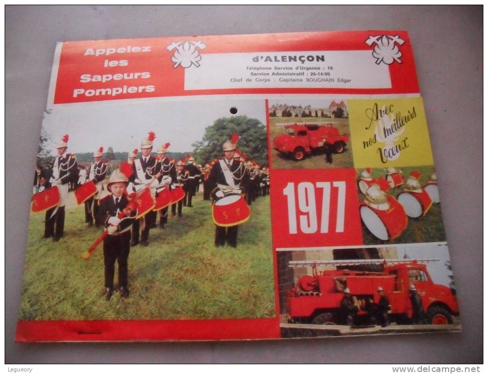 Calendrier  Pompiers 1977  Alençon  Orne - Grand Format : 1971-80