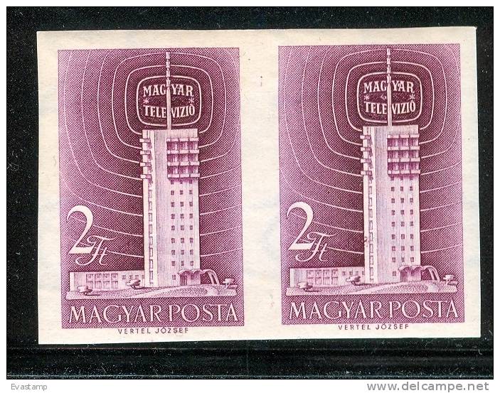 HUNGARY-1958.Imperforated Pair - Television Station MNH!  Mi 1511B. - Nuevos