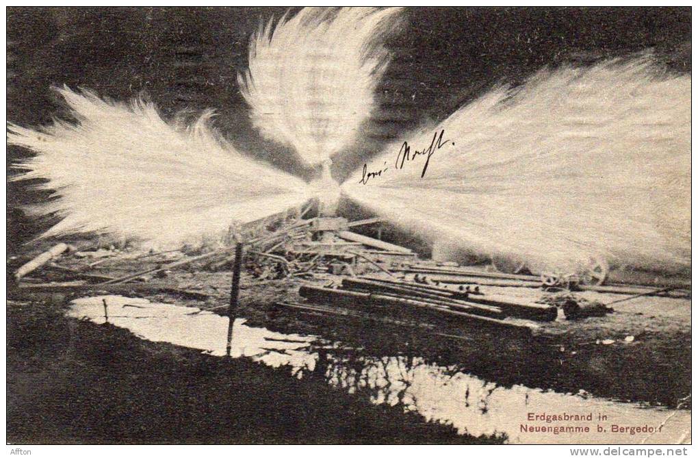 Erdgasbrand In Neuengamme Bei Bergdorf 1910 Postcard - Bergedorf
