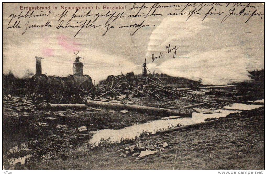 Erdgasbrand In Neuengamme Bei Bergdorf 1910 Postcard - Bergedorf
