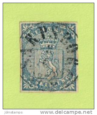 NOR SC #1  1855 Coat Of Arms  4 Margins W/TC ("SARPSBORG")  W/lt. Toning - Used Stamps