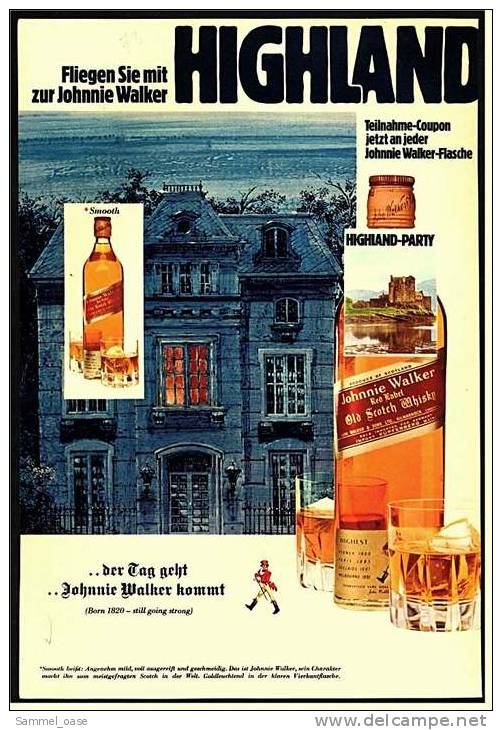 Reklame Werbeanzeige  ,  Johnnie Walker  -  Der Tag Geht ... Johnnie Walker Kommt  ,  Von 1973 - Sonstige & Ohne Zuordnung