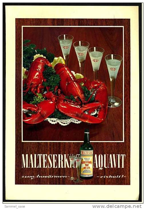 Reklame Werbeanzeige  ,  Malteser Aquavit  -  Zum Anwärmen Eiskalt  ,  Von 1968 - Sonstige & Ohne Zuordnung