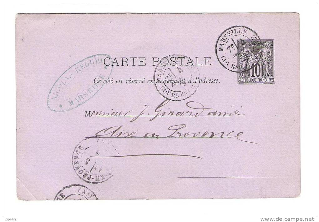 Carte Lettre Entier Postal 1912 + 2 Récépicés Mandats Postes Et Télégraphes + Carte Postale 1879 Marseille - Konvolute: Ganzsachen & PAP