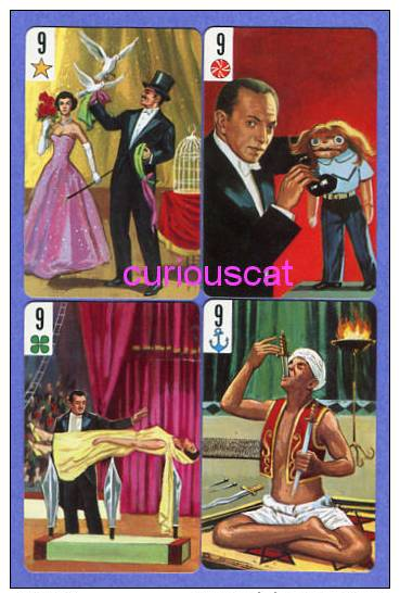 1 SET Of 4 CIRCUS ARTIST PLAYING CARDS MAGICAN FAKIR  By JUEGO INFANTIL HERACLID FOURNIER VITORIA MADE In SPAIN ESPAGNE - Carte Da Gioco