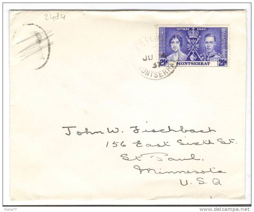 VER2484 - MONTSERRAT 1937 , Incoronazione Lettera Per Gli USA - Montserrat