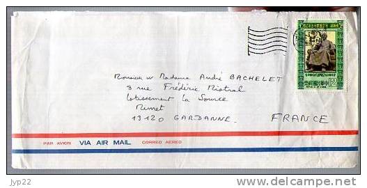 Lettre Cover Par Avion Via Air Mail Correo Aereo Chine - CAD Peu Lisible 7-01-1990 ?? / 1 Tp Personnage - Covers & Documents