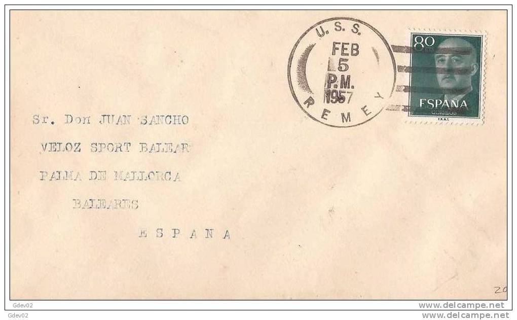 ESCA1152-LC102TO.Spain.E Spagne .Usa.CARTA  DE LA VISITA DEL BARCO REMEY A PALMA DE  MALLORCA.1955.(Ed 1152)MUY BONITA - Sin Clasificación