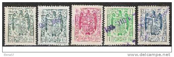 2087-LOTE FISCALES AÑO 1940 DIFERENTES PARA FACTURA 10,00€ DICTADURA FRANCO FRANQUISMO - Revenue Stamps