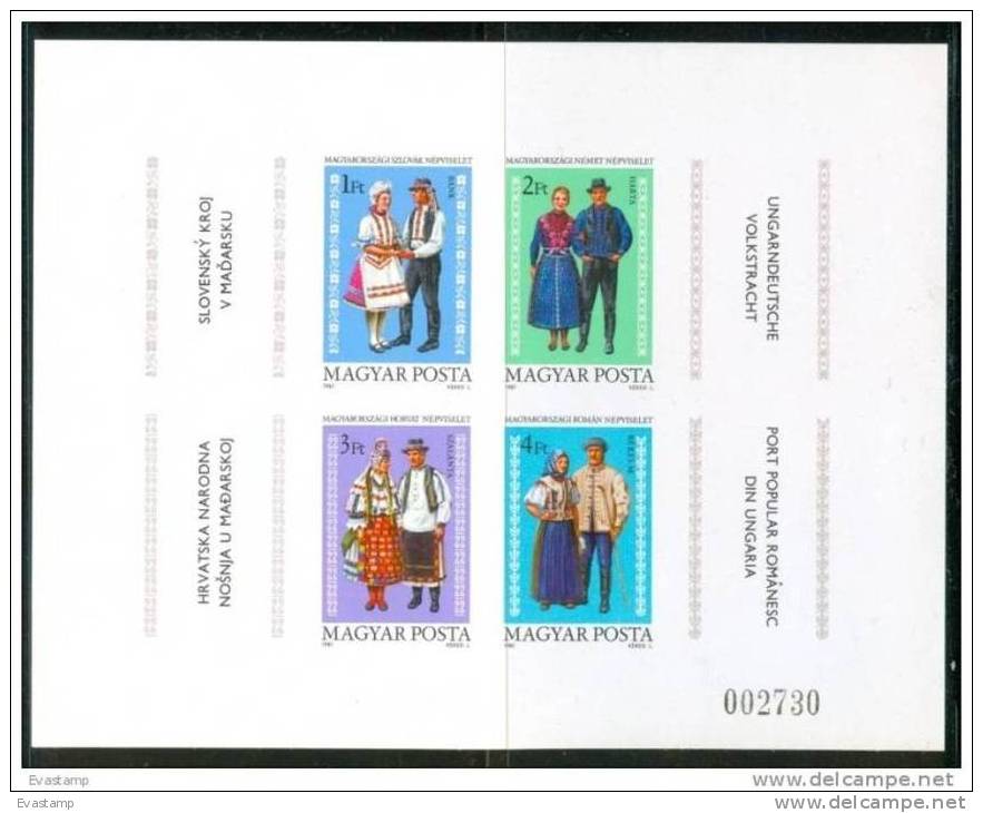 HUNGARY-1981.Imperforated   Sheet-National Costumes MNH!CV 30$ MI Bl.152B - Unused Stamps